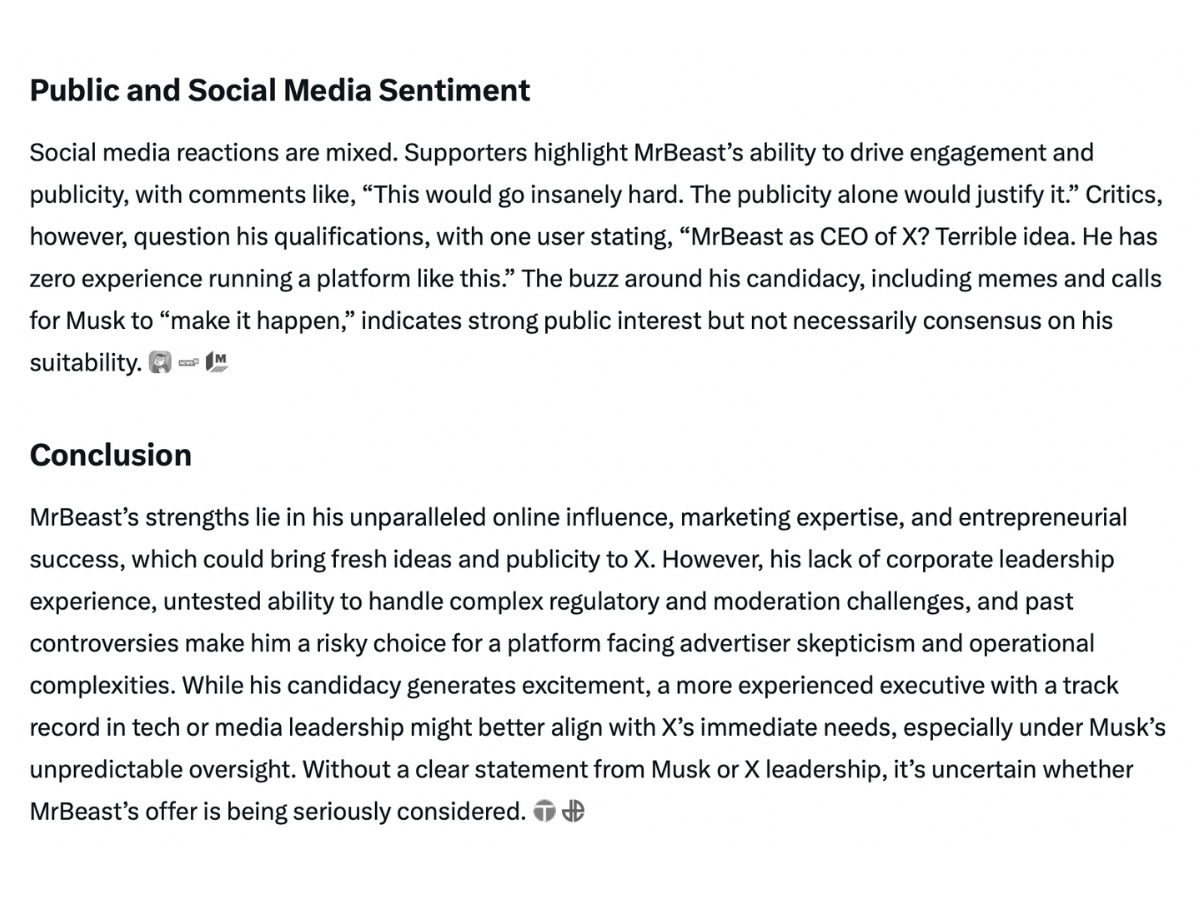 We Asked Grok If MrBeast Can Fill X CEO Vacancy — Check Out Its Reply