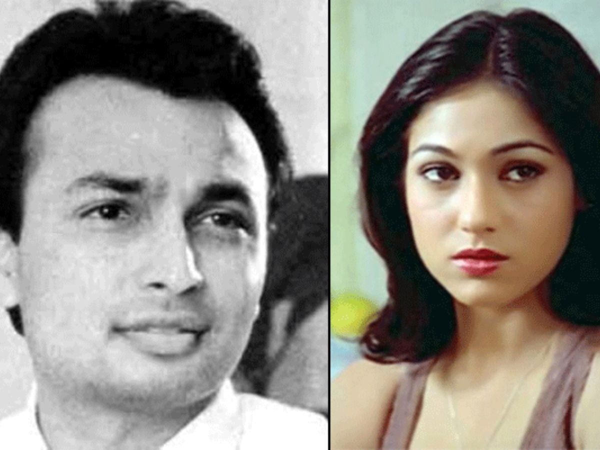 Side-by-side portraits of a young Anil Ambani in black and white and Tina Munim in a film still, highlighting their youthful charm.