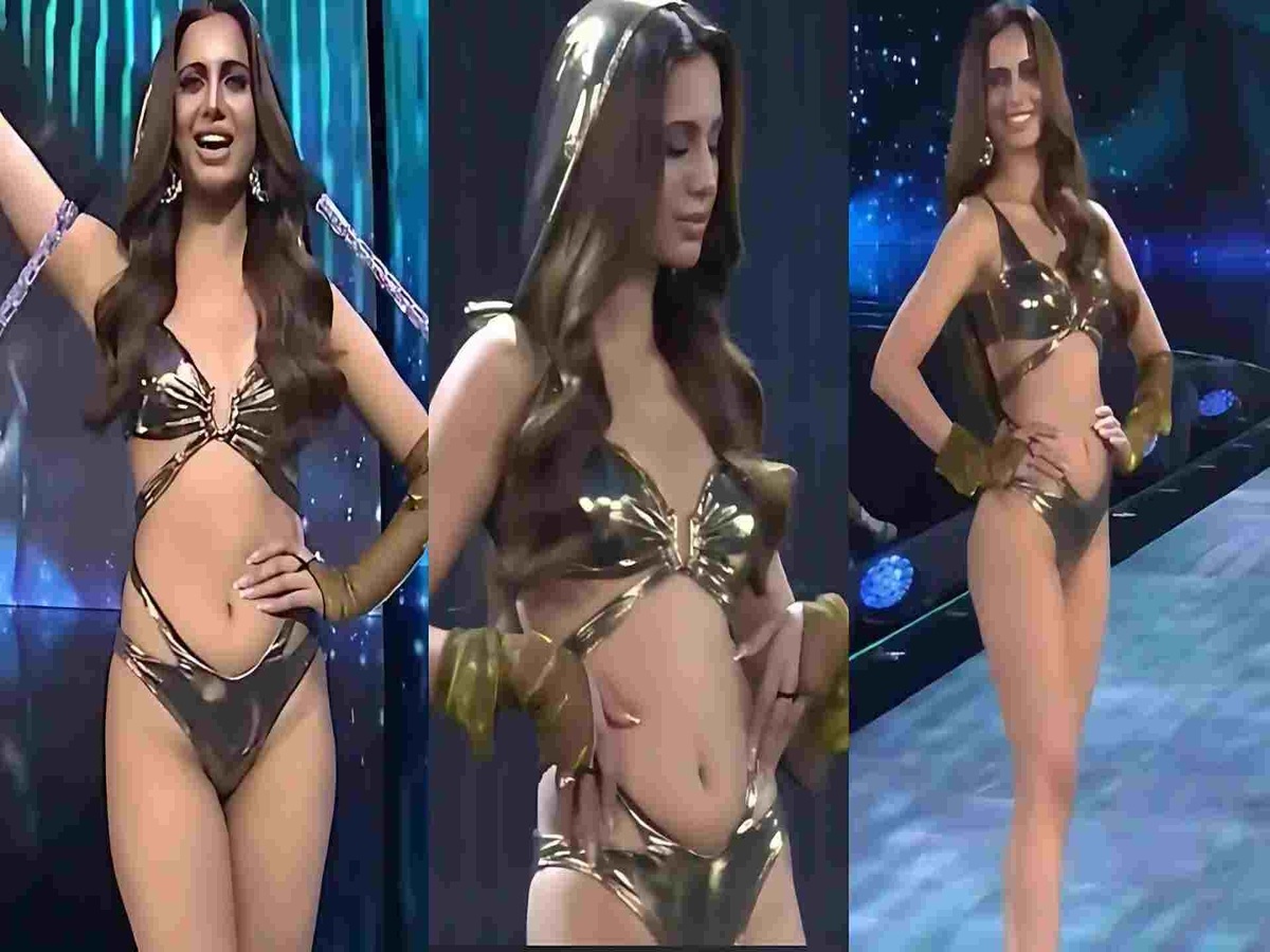 Roma Michael in a bikini at the Miss Grand International pageant, facing backlash for her choice to not wear a hijab, which has led to debates on women's clothing and cultural norms in Pakistan.