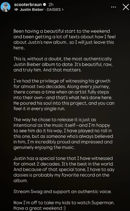 hailey-bieber-takes-a-subtle-dig-at-scooter-braun-after-justin-biebers-former-manager-praises-singers-new-album Hailey Bieber Takes A Subtle Dig At Scooter Braun After Justin Bieber’s Former Manager Praises Singer’s New Album