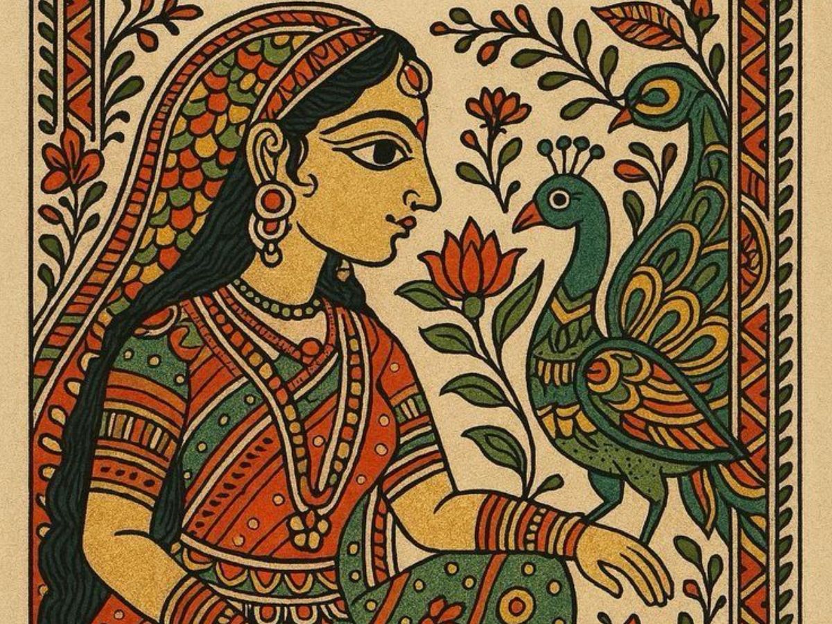 Colorful Madhubani painting