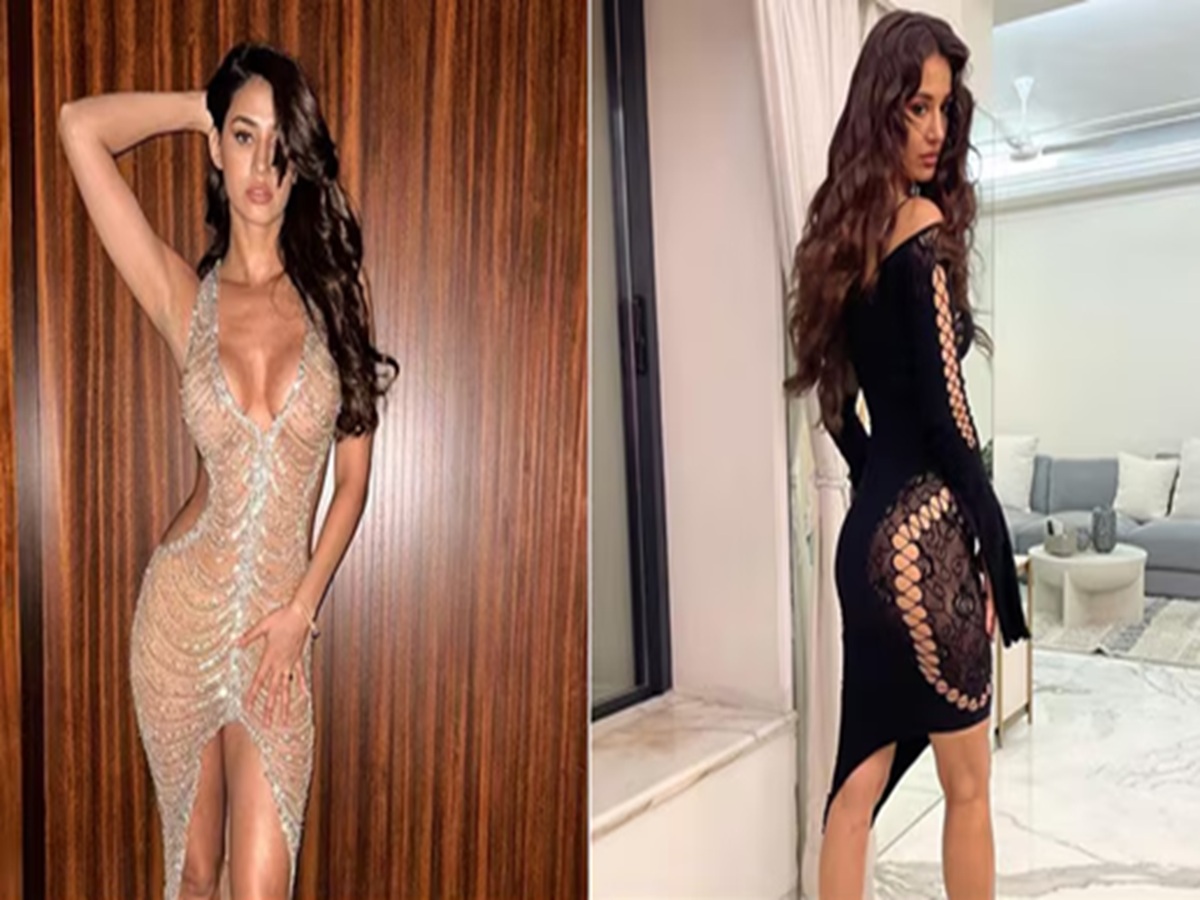 Disha Patani posing confidently in a bold, figure-hugging outfit that showcases her daring fashion sense.