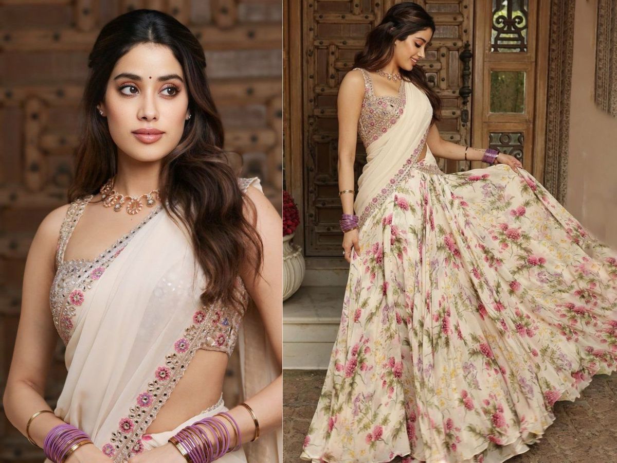 White floral saree look