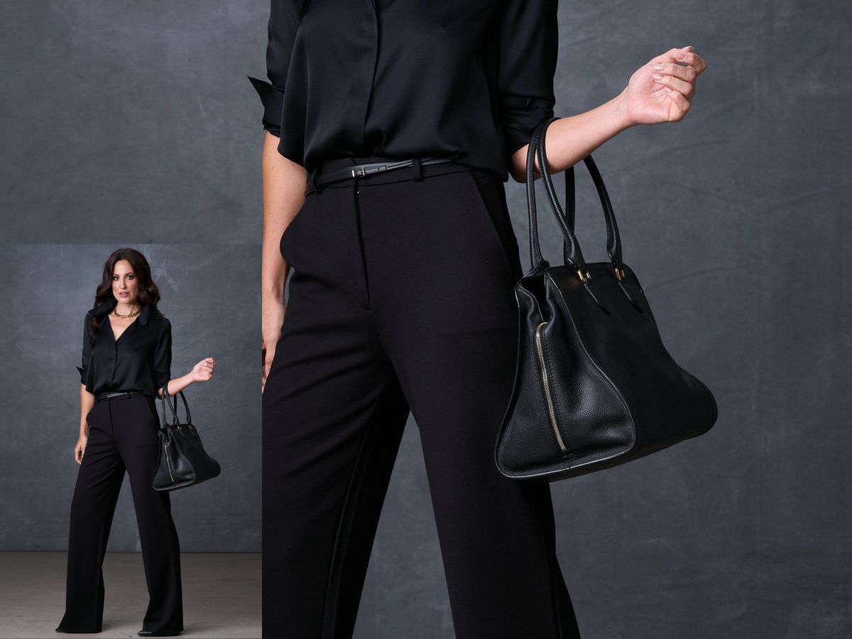 Silk Shirt with Tailored Black Pants