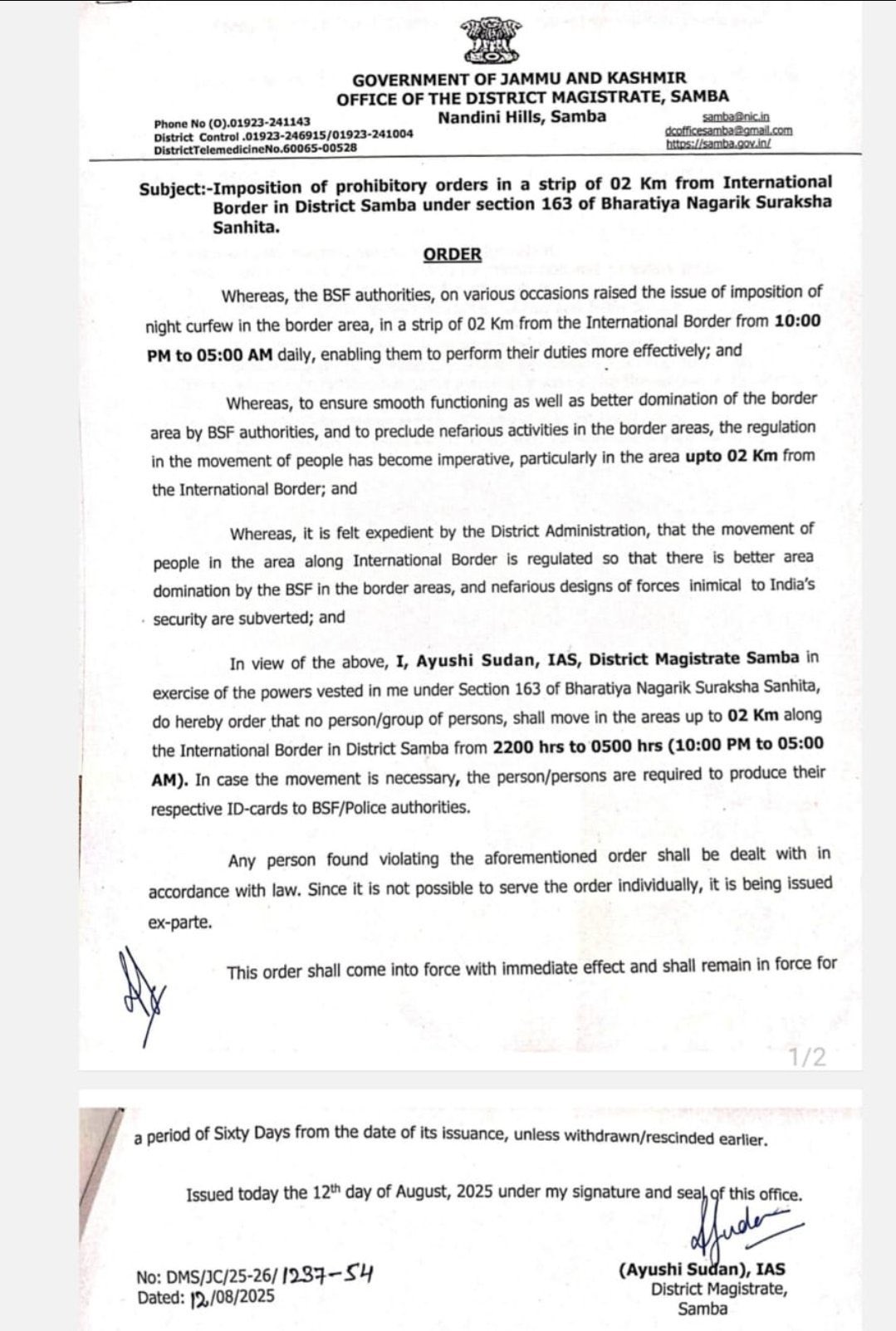 Sign Of Another War? Night Curfew Imposed Along International Border In J&K’s Samba District