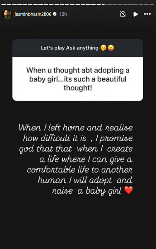 Jasmine Bhasins Instagram Story