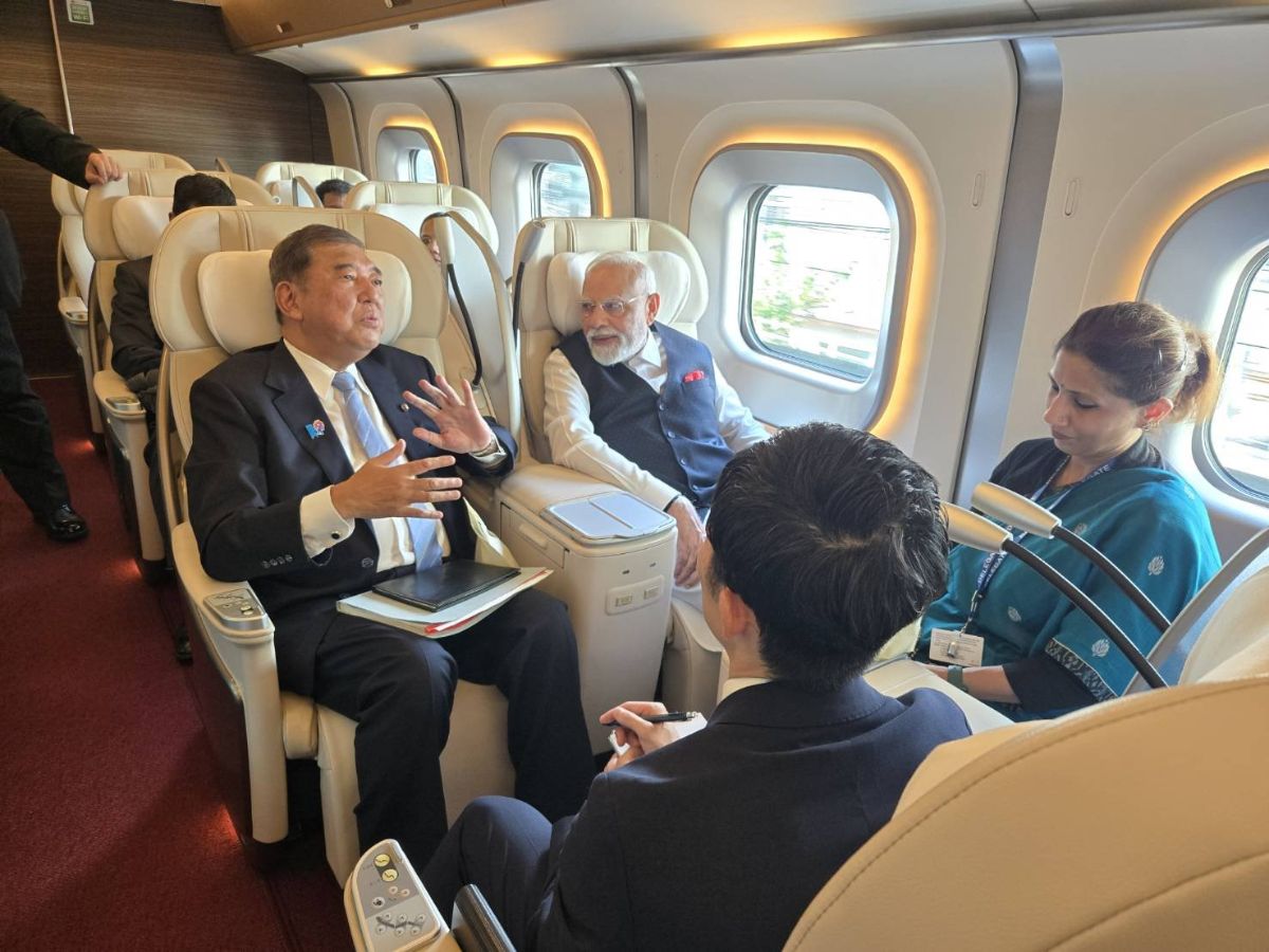PM Narendra Modi Rides Japan Bullet Train With Shigeru Ishiba, Meets Indian Drivers And Reviews ALFA-X