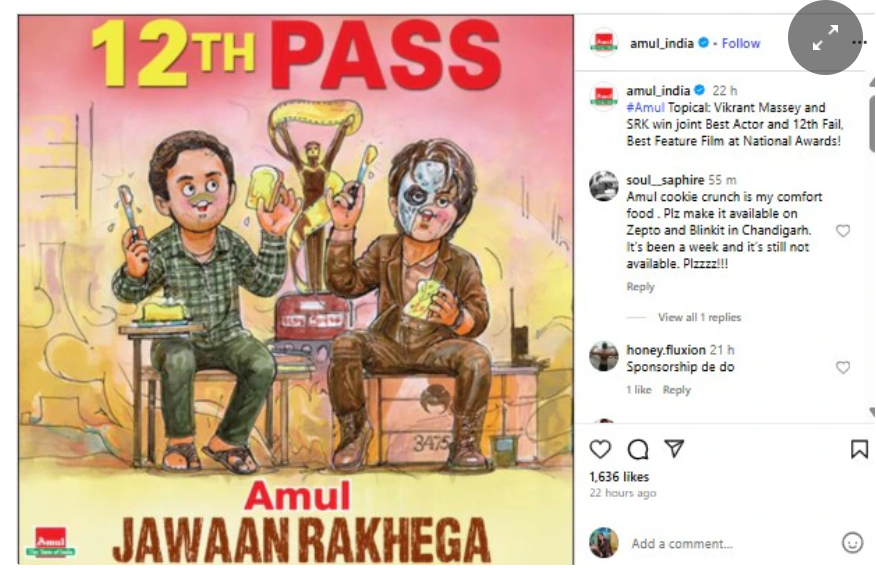 ’12th Pass’: Amul Pays Quirky Tribute To Shah Rukh Khan And Vikrant Massey For Best Actor Wins With Viral Poster