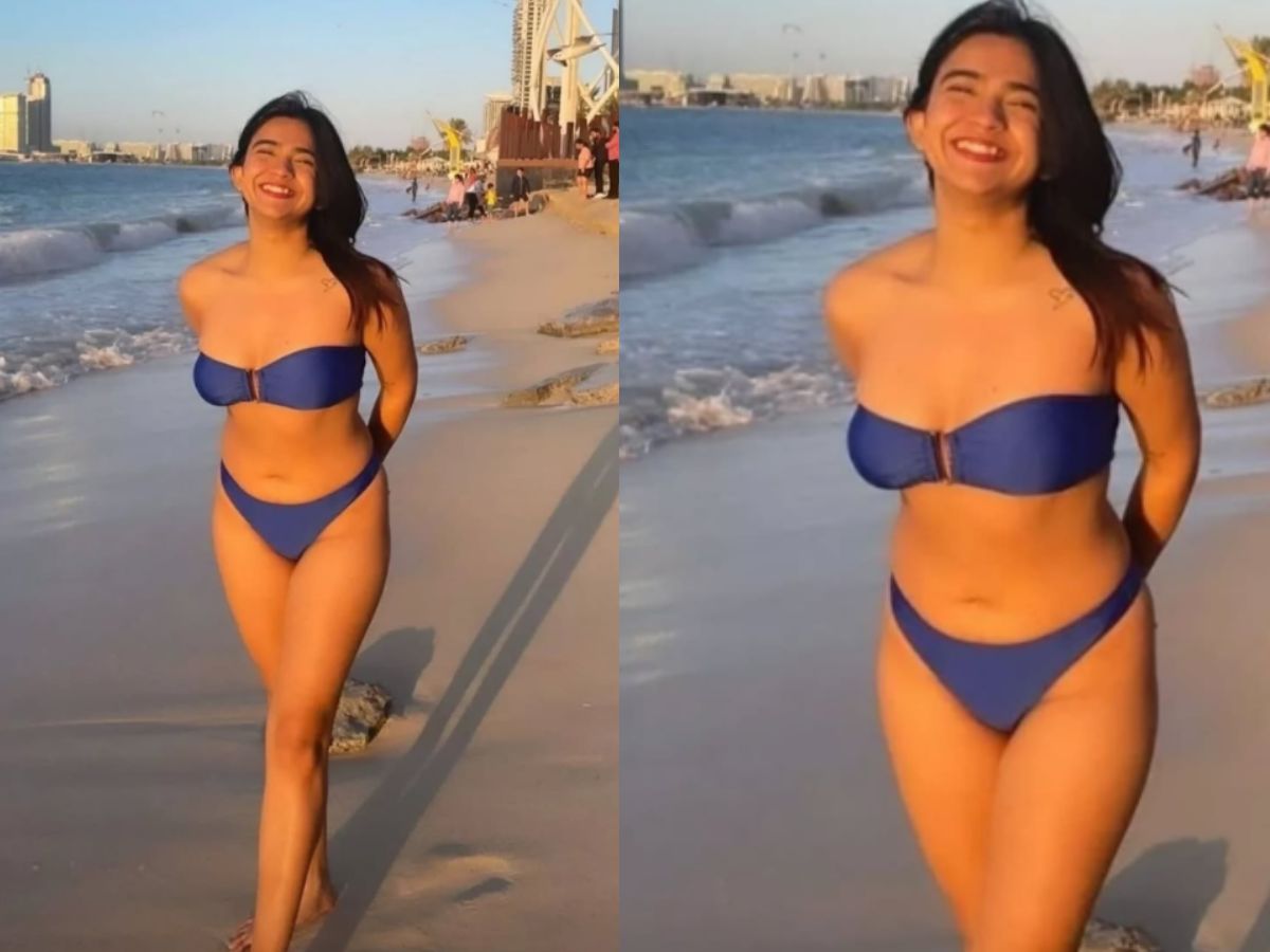 Apoorva Mukhija in Strapless Blue Bikini