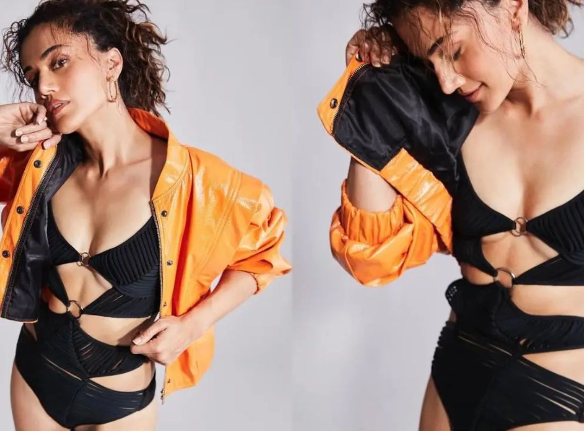Taapsee Pannu in Cut-Out Black Swimsuit