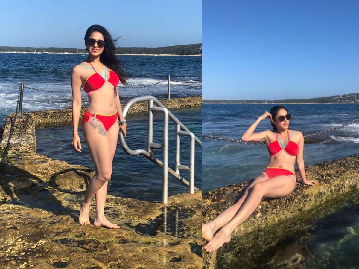 Nushrat Bharucha in Deep Red Bikini