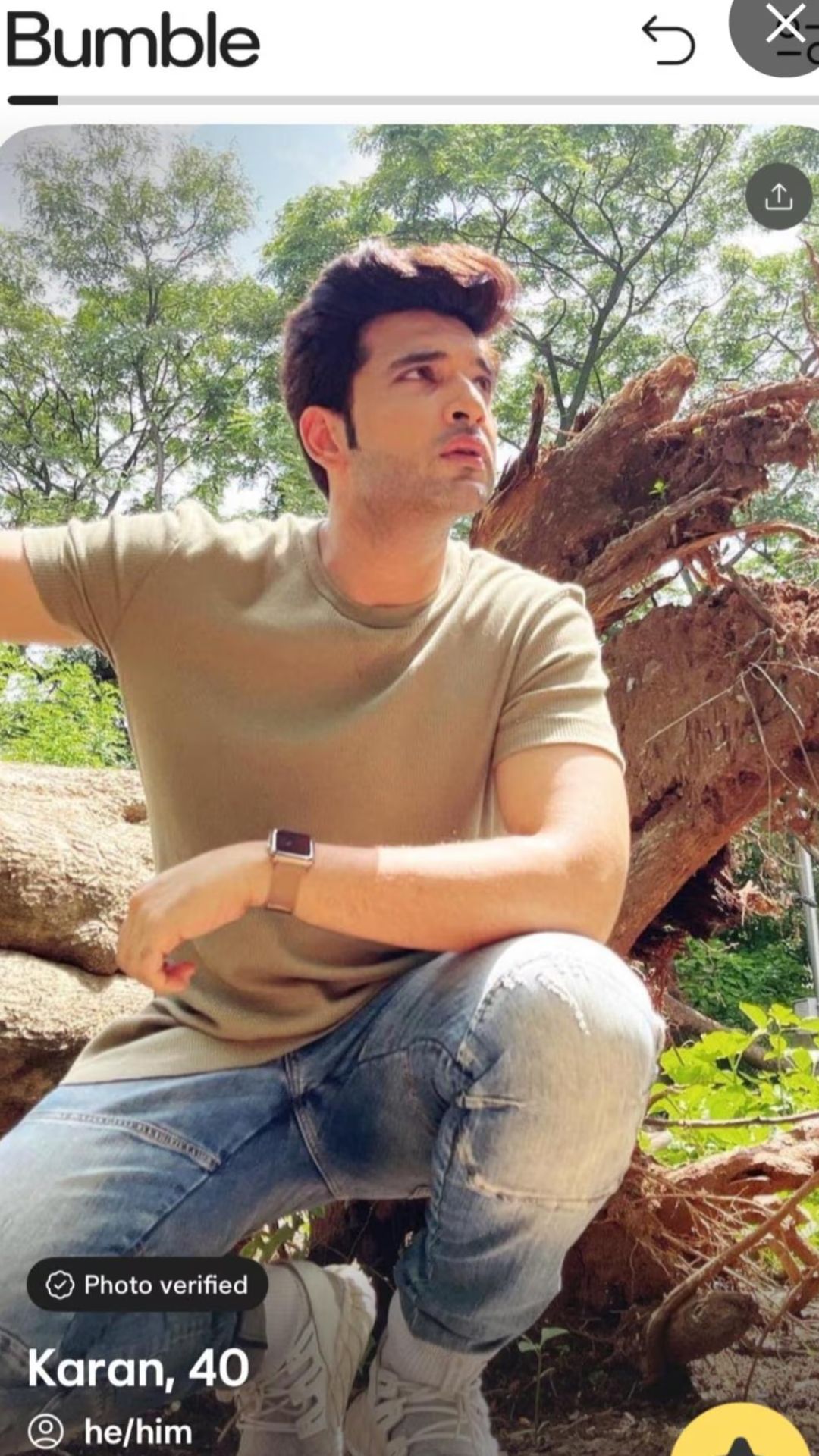 Viral Screenshot of Karan Kundrra's Bumble account