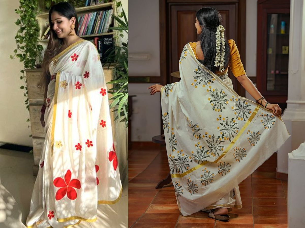 Floral Printed Kasavu