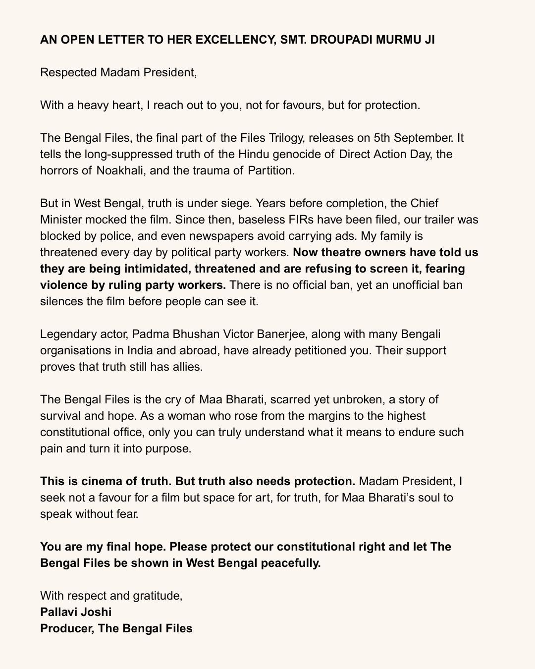 police-directly-have-told-me-that-this-film-is-not-releasing-vivek-agnihotri-on-why-pallavi-joshi-wrote-letter-to-president-murmu20250904221549 "Police directly have told me that this film is not releasing ..": Vivek Agnihotri on why Pallavi Joshi wrote letter to President Murmu