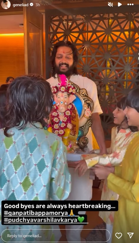 "Goodbyes are heartbreaking," says Genelia as she shares visuals from Ganesh Visarjan