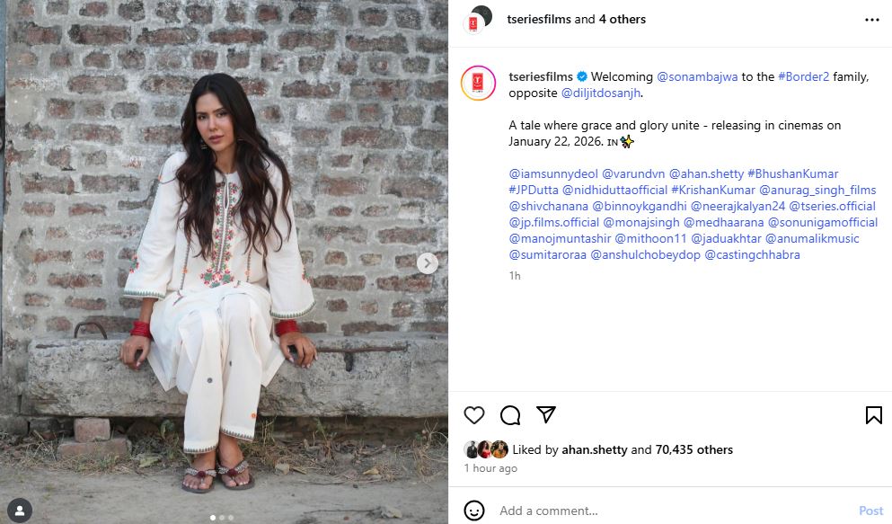 Border 2: Sonam Bajwa to star opposite Diljit Dosanjh