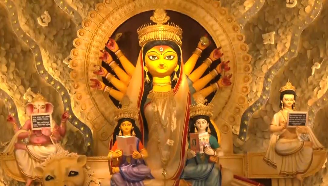 Kolkata Durga Puja pandal celebrates Bengali language, pays tribute to literary icons Rabindranath Tagore, Swami Vivekananda, and more