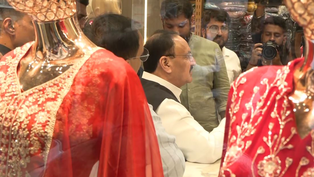 JP Nadda interacts with local shopkeepers in Delhi's Amar Colony under 'GST Bachat Utsav' campaign