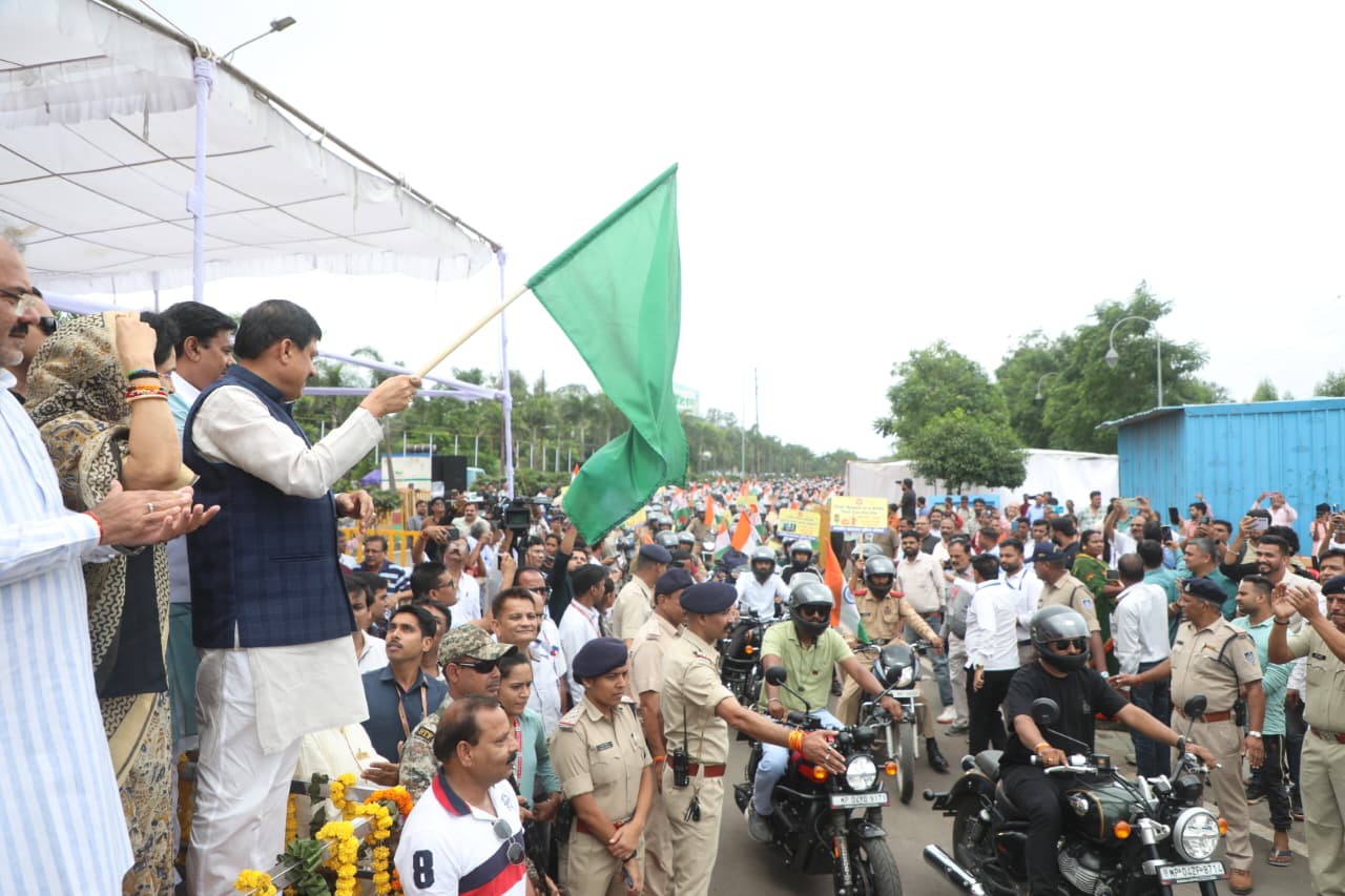 MP CM Yadav distributes free helmets, flags off bike rally to promote road safety in Bhopal