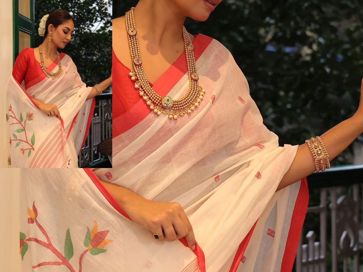 Lal Paar Saree- The Quintessential Puja Look