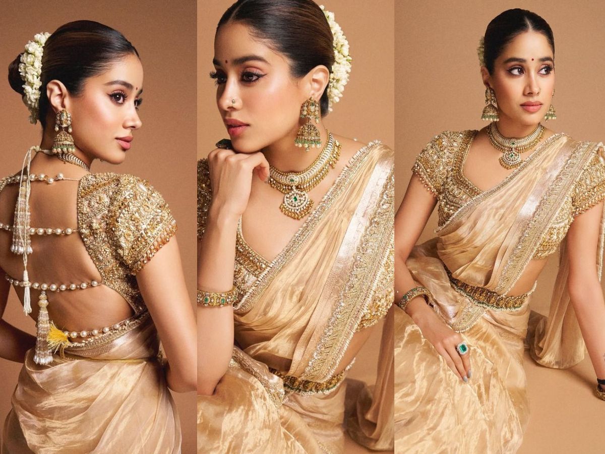 Golden Saree Look of Janhvi Kapoor