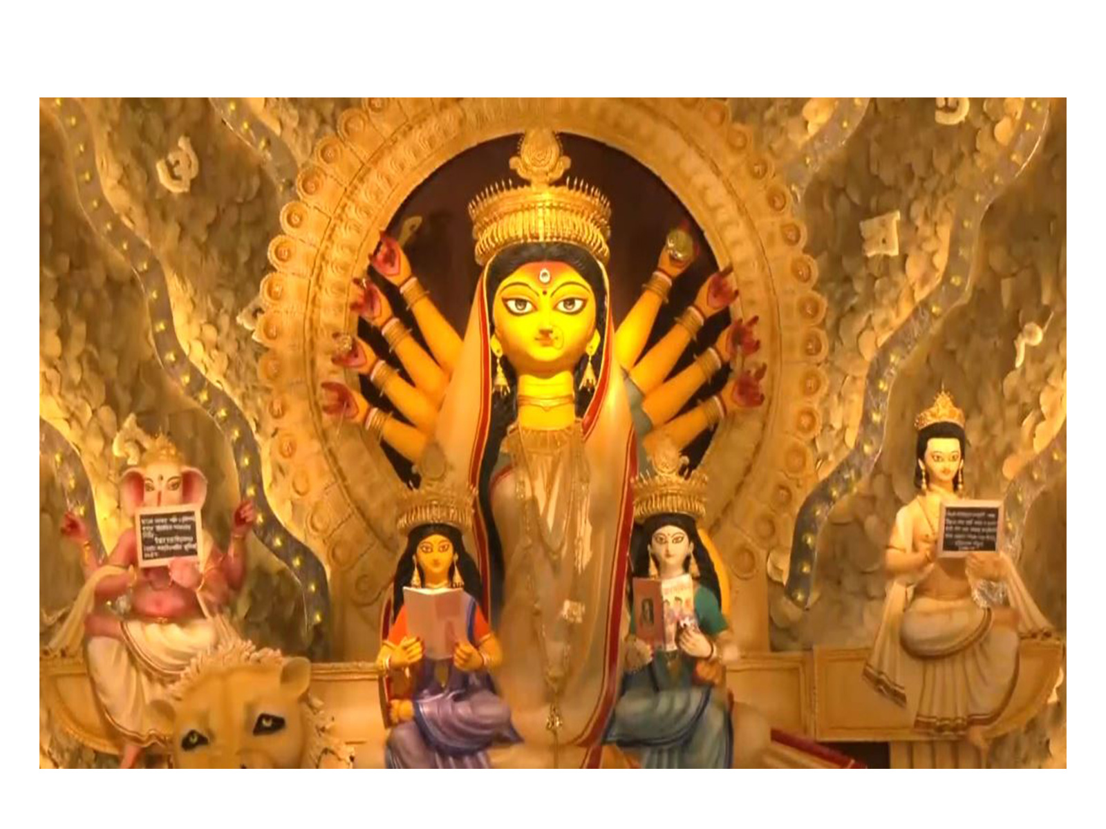 Kolkata Durga Puja pandal celebrates Bengali language, pays tribute to literary icons Rabindranath Tagore, Swami Vivekananda, and more