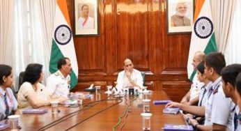 Rajnath Singh interacts with students of Navy Children School, Delhi as part of its Diamond Jubilee celebrations