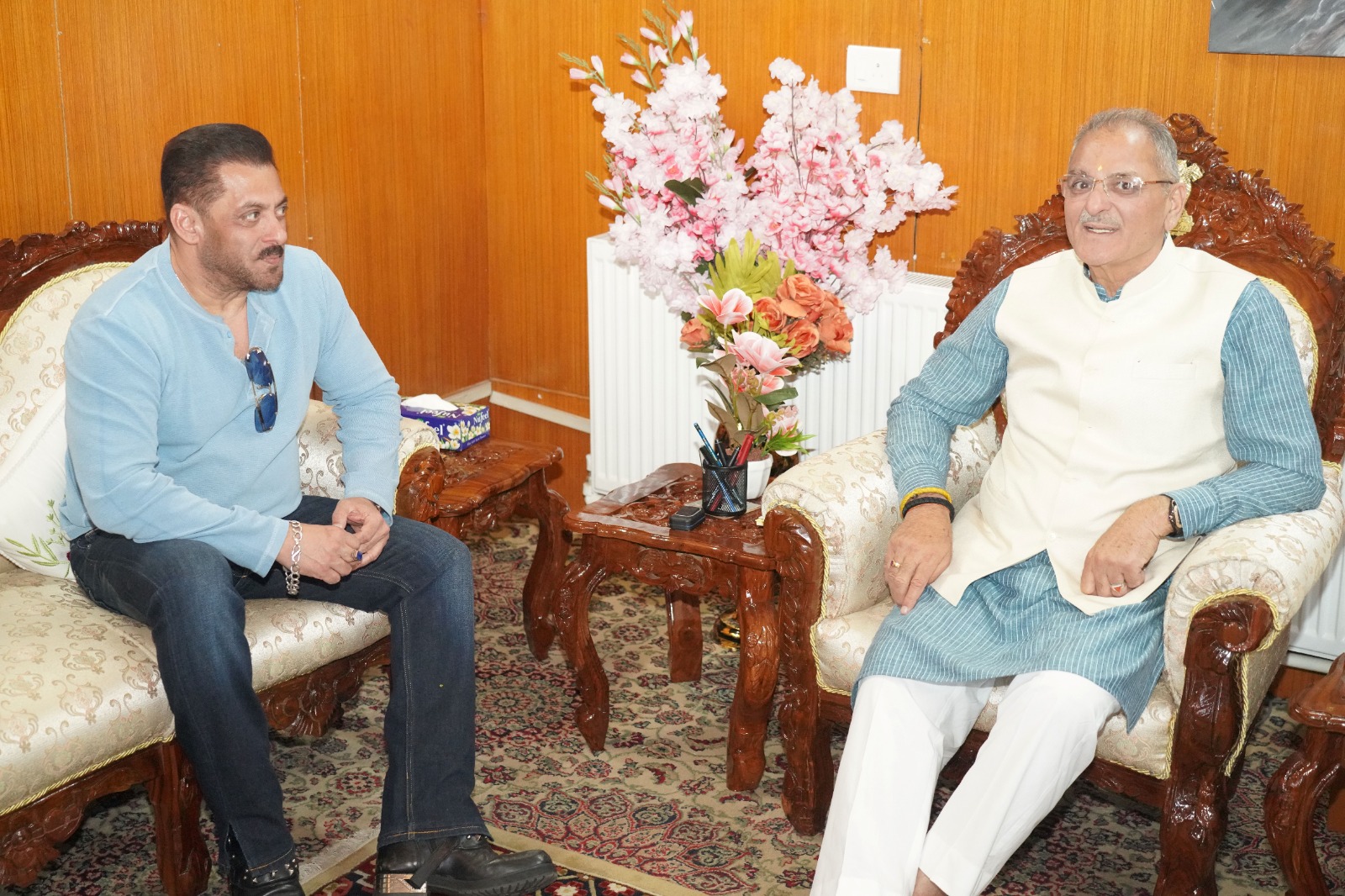 Salman Khan paid a courtesy visit to Ladakh LG Kavinder Gupta at the Raj Niwas in Leh