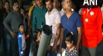 Thousand gathers in different cities under skies to witness rare Total Lunar Eclipse