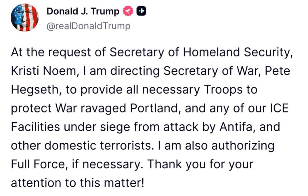 trump-authorises-full-force-as-he-deploys-troops-to-portland-citing-threats-from-antifa20250927213431 Trump authorises "full force" as he deploys troops to Portland, citing threats from Antifa
