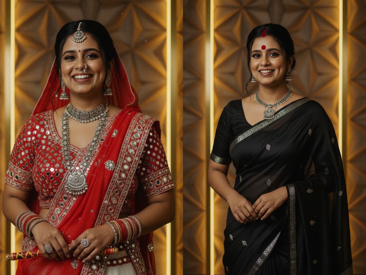 'Dimpled' Elegance: From Garba Glow to Durga Puja Grace