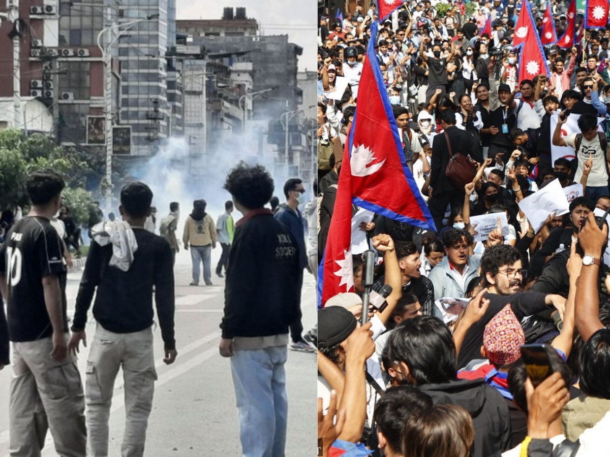 Nepal Gen Z protest turns violent over social media ban, corruption; 1 dead, multiple injured, curfews imposed in key zones. Photos/X.