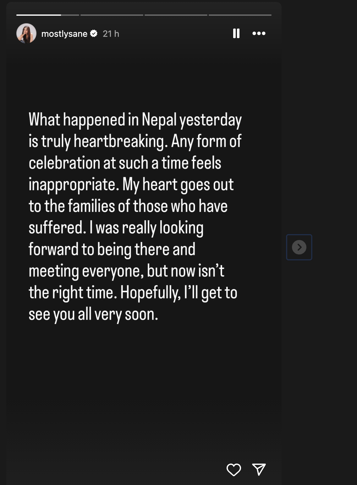 Prajakta Koli IG Story