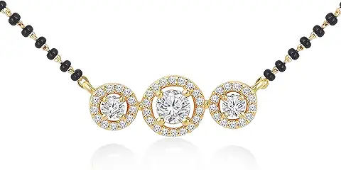 Stylish three stone pendant mangalsutra