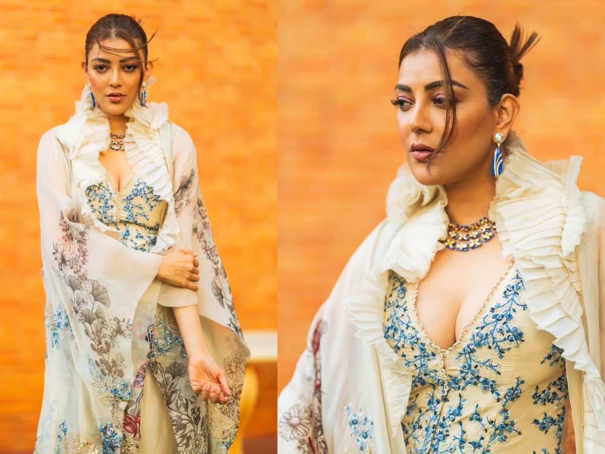 Kajal Aggarwal in Beige Gown