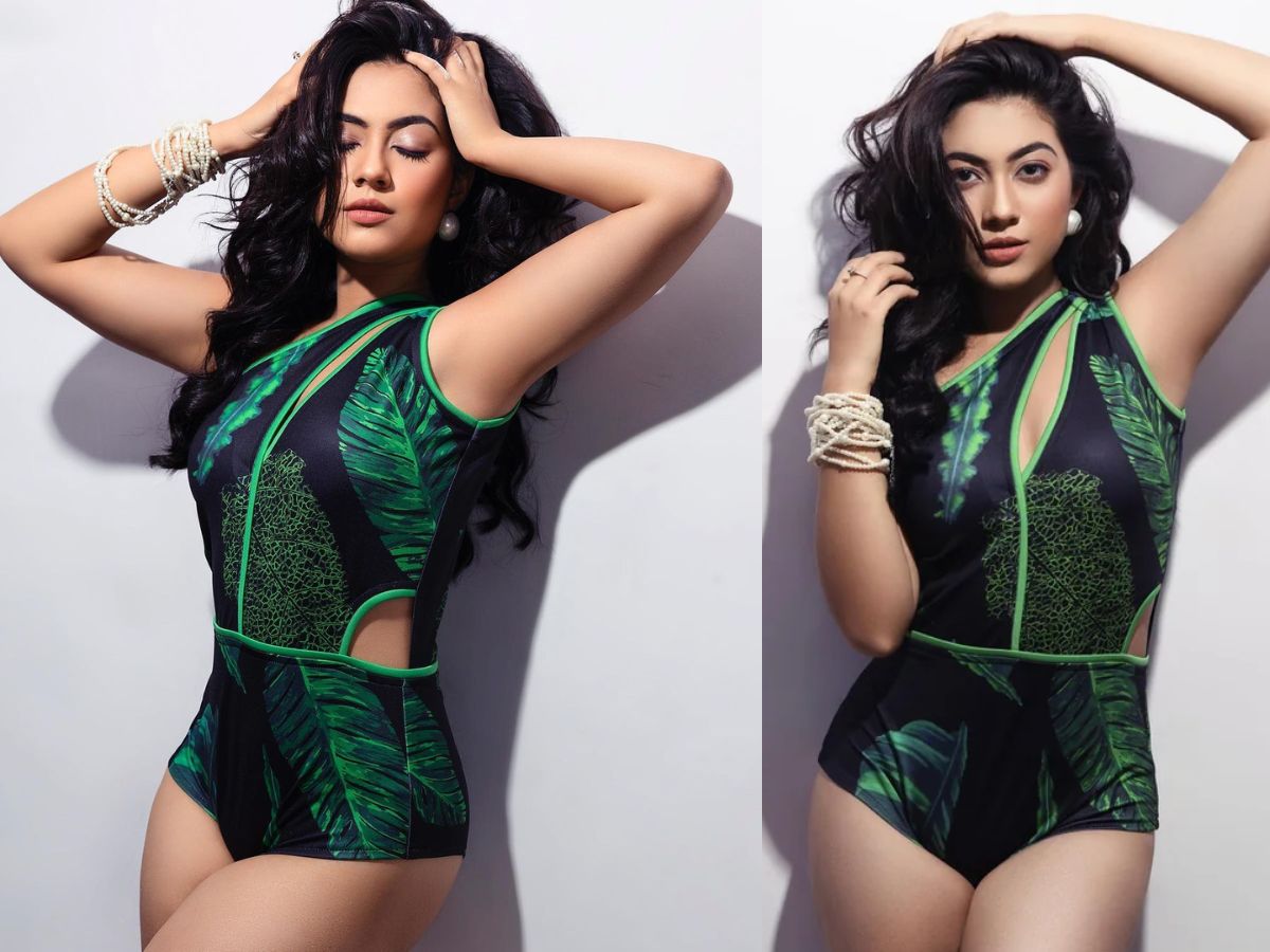 Reem Shaikh in Leafy Bodysuit