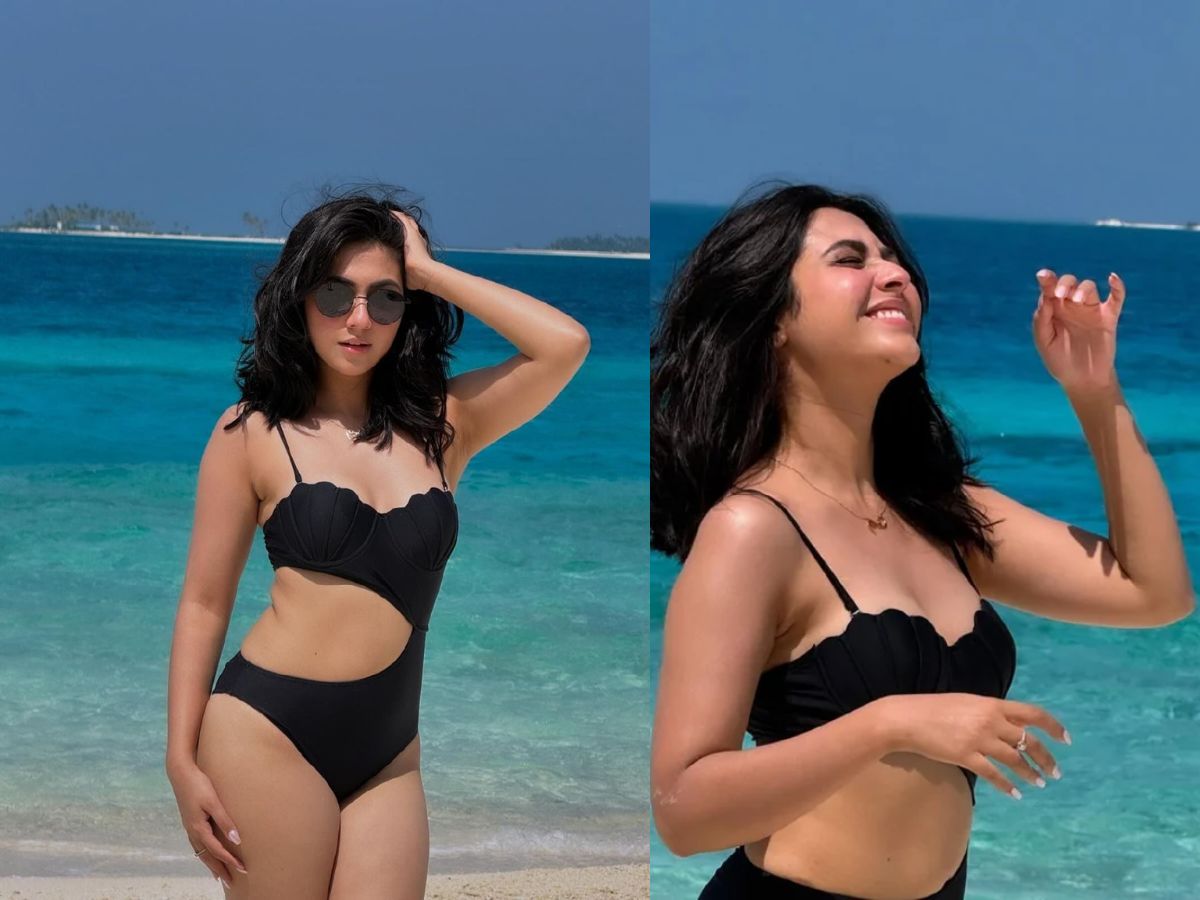 Reem Shaikh in Black Swimsuit