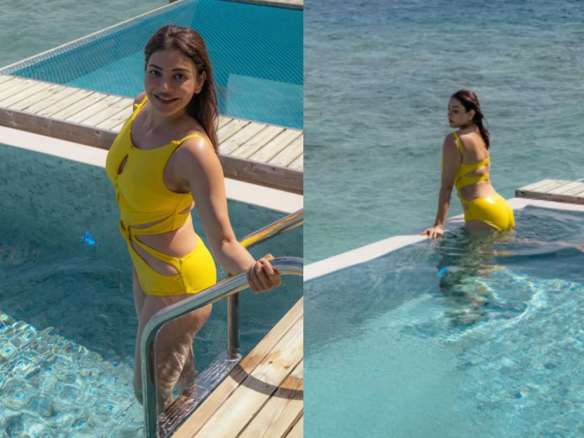 Kajal Aggarwal in Yellow Swimsuit