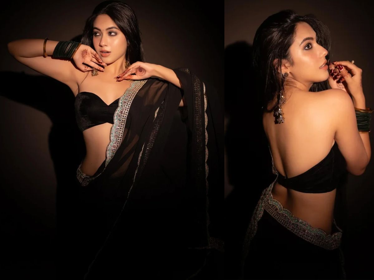 Reem Shaikh in Velvet Backless Saree
