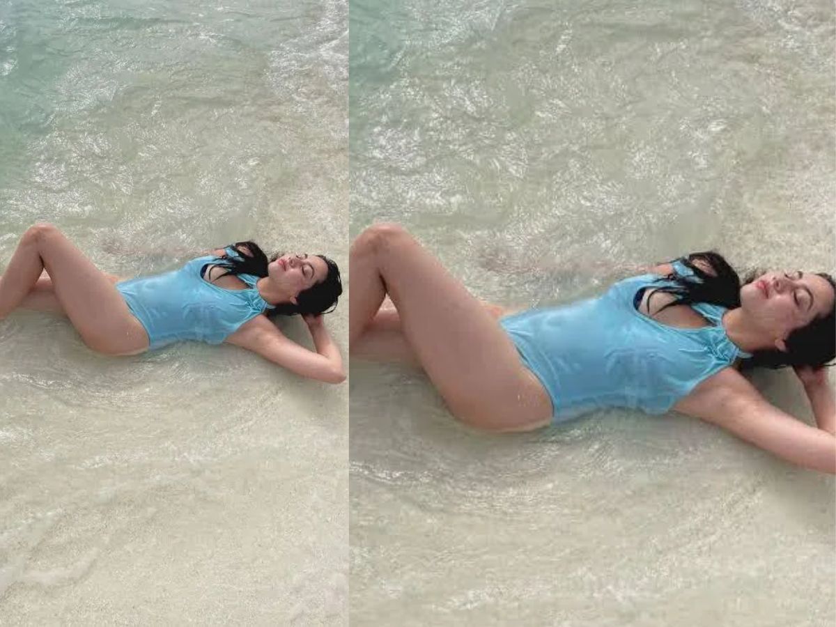 Reem Shaikh in Sky Blue Swimsuit