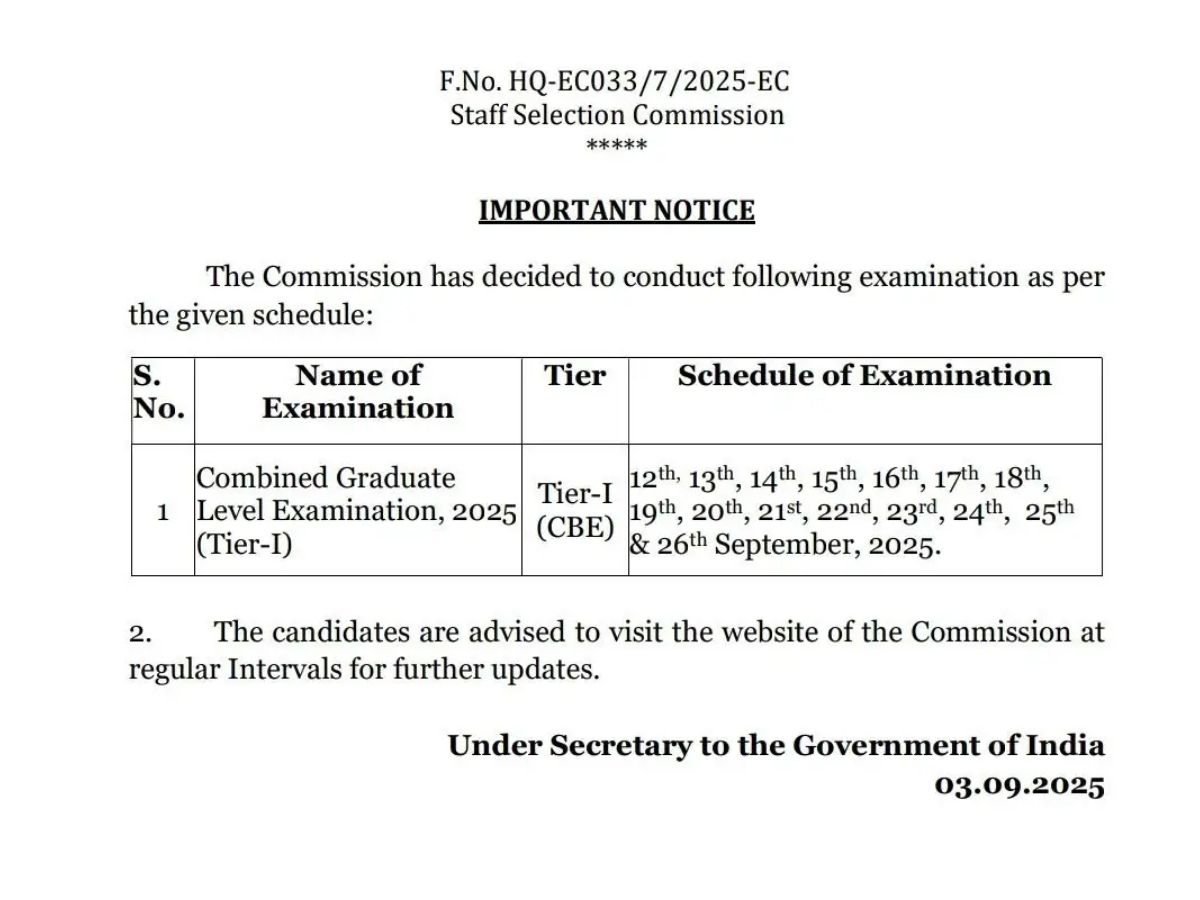SSC CGL Exam Date 2025 OUT: Tier 1 Exam Starts from Sept 12, Check Here Admit Card & City Slip Details