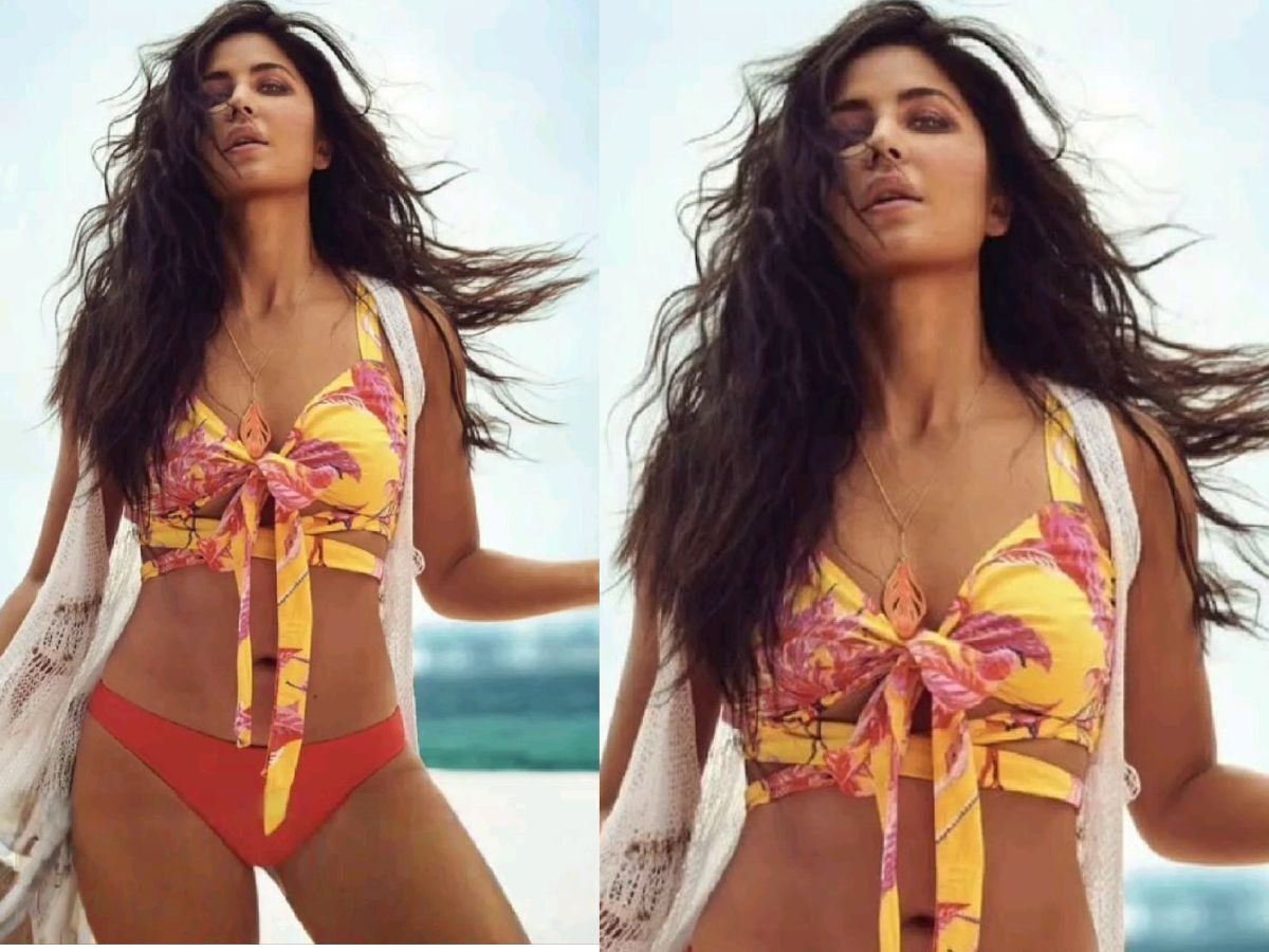 Katrina Kaif in Yellow-Pink Bikini