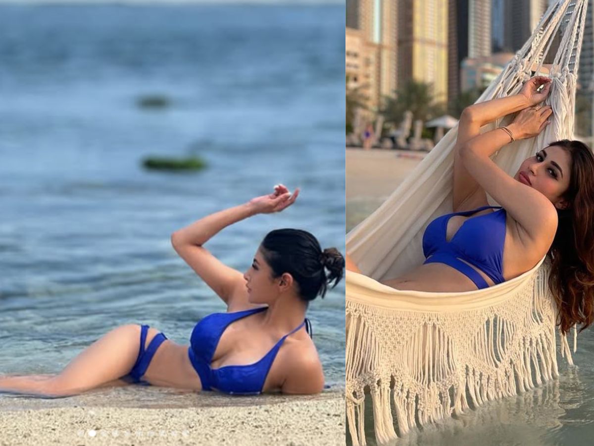 Mouni Roy in Dark Blue Bikini
