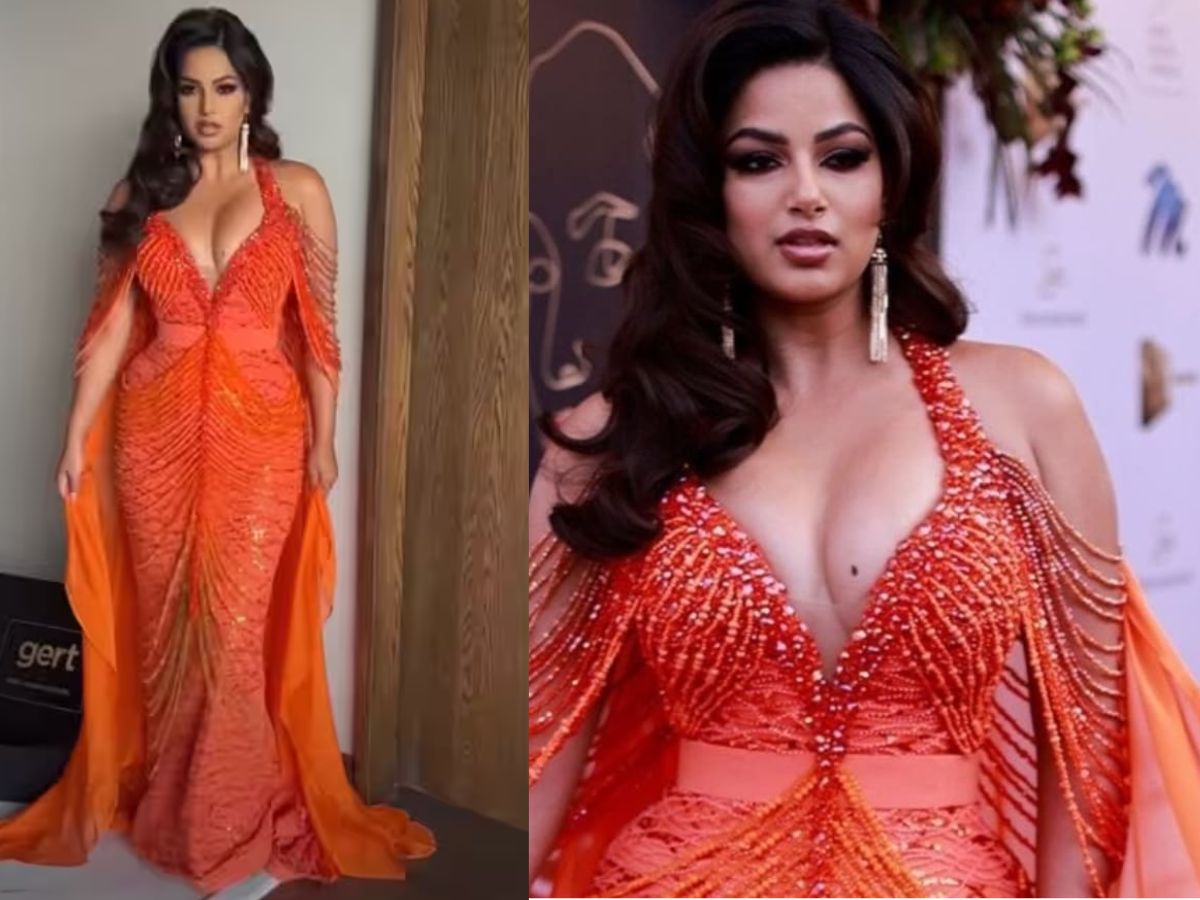 Harnaaz Sandhu in Orange Gown