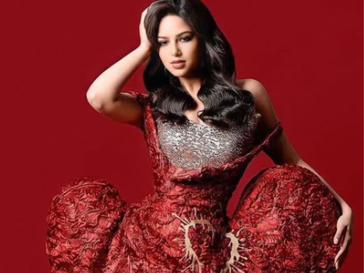 Red Gown with Thigh-High Slit