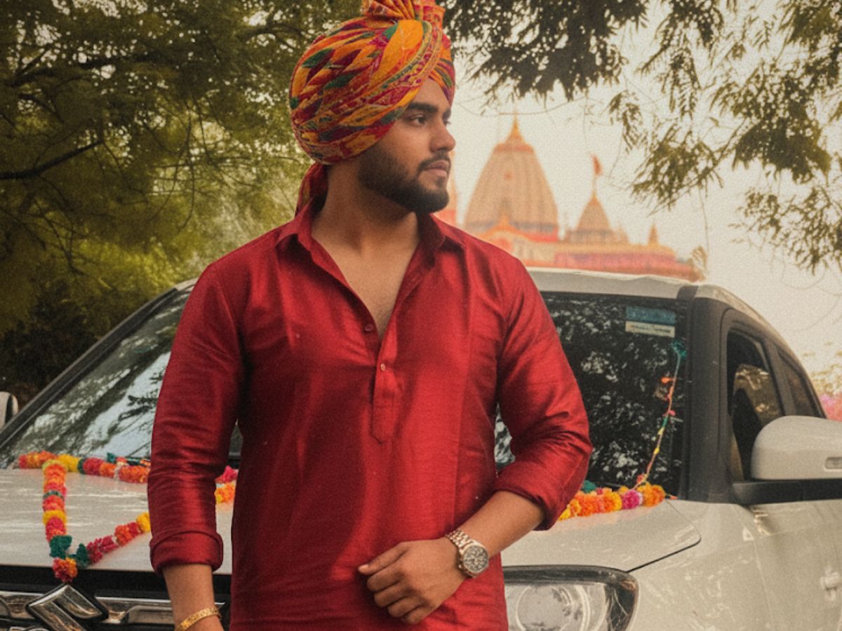 Red Kurta With Turban