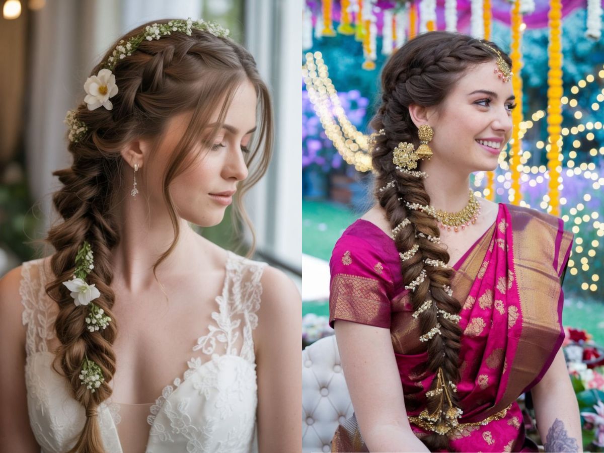 Side Braid with Fresh Flowers