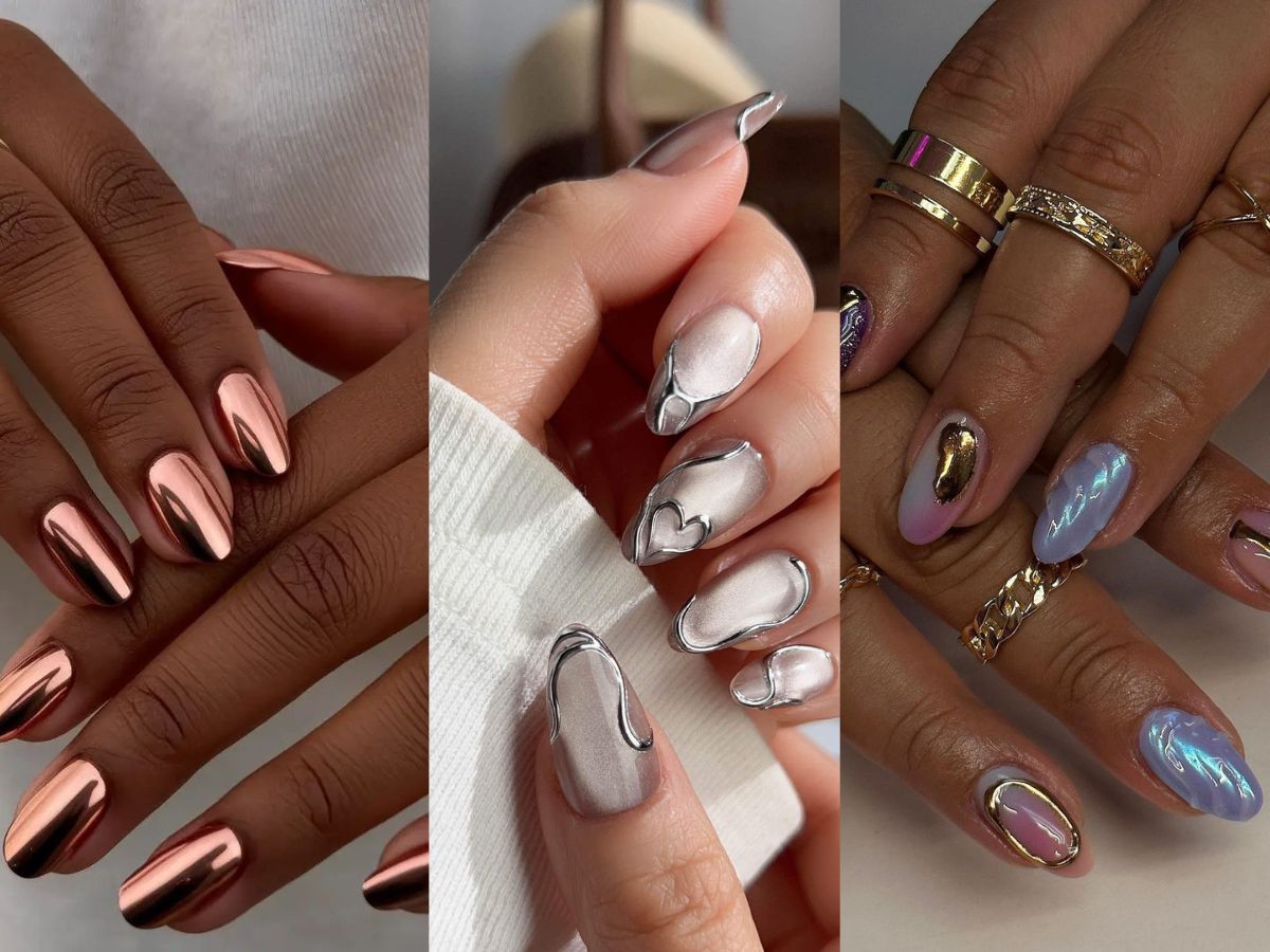 Metallic Chrome Nail Art