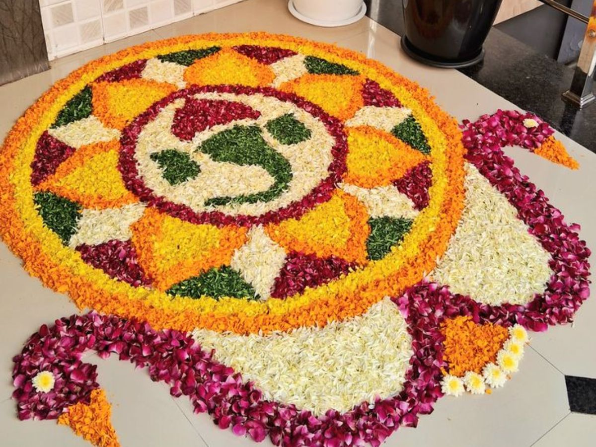 Floral petal rangoli