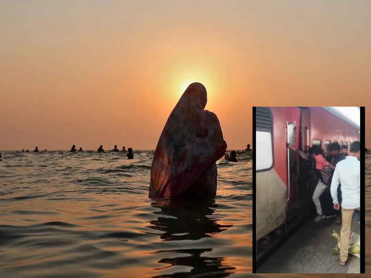 Chhath Puja Rush! Massive Crowd Almost Breaks Closed Train Door At Jalandhar Station, Watch Video